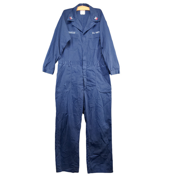 U.S. Navy Men's Utility Coveralls Blue Size 48L Actual 40x30 Embroidered Logo - Picture 1 of 16